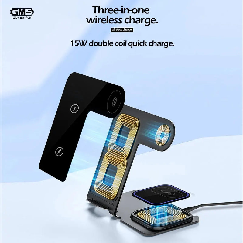 Carregador Sem fio Wireless Base Carregadora Por Indução 3 Em 1 Carrega Smartwatch Celular e Fone Sem Fio Bluetooth Da Maça-ENVIO IMEDIATO PARA TODO BRASIL