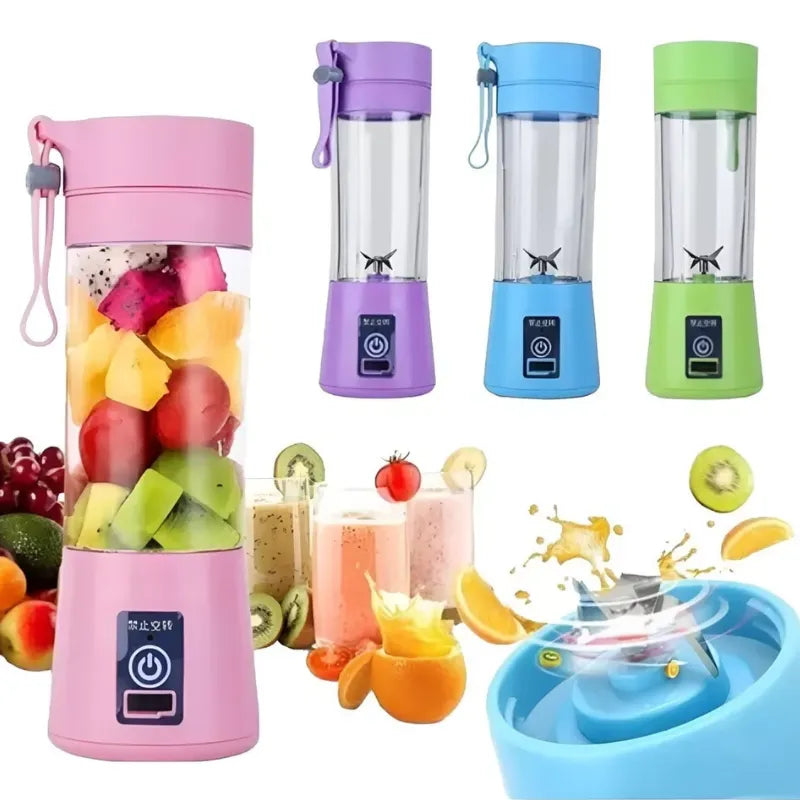 Mini Liquidificador Garrafa Portátil p/ Whey Sucos e Vitaminas-Recarregável Usb 6 Laminas 380ML-ENVIO IMEDIATO PARA TODO BRASIL