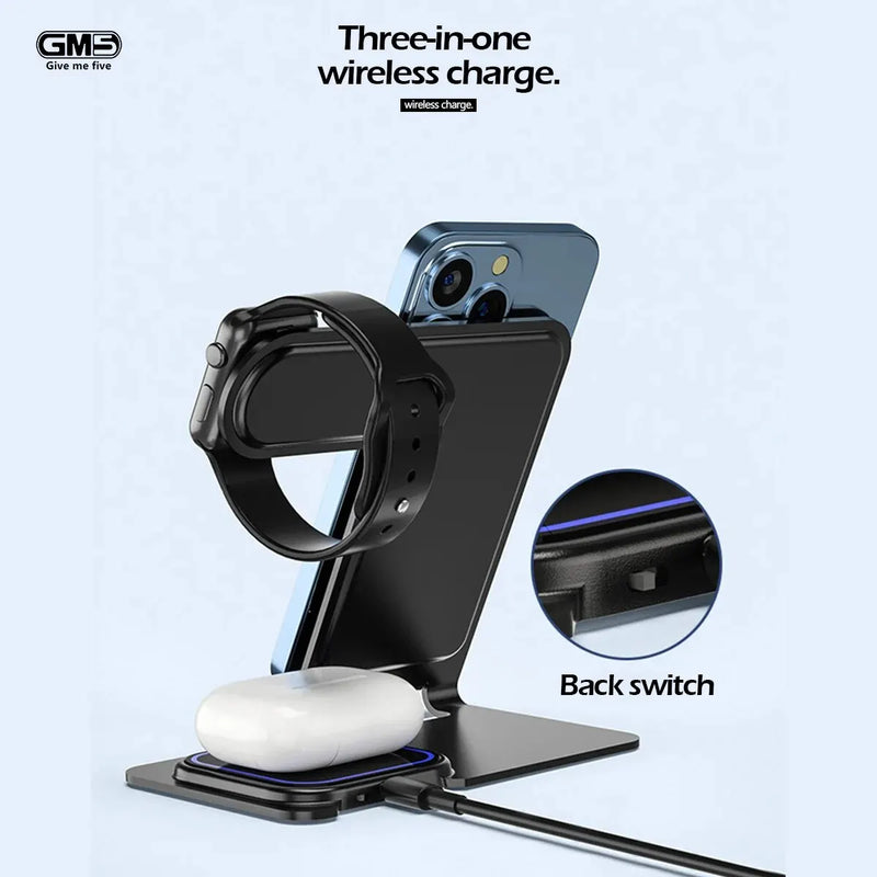 Carregador Sem fio Wireless Base Carregadora Por Indução 3 Em 1 Carrega Smartwatch Celular e Fone Sem Fio Bluetooth Da Maça-ENVIO IMEDIATO PARA TODO BRASIL
