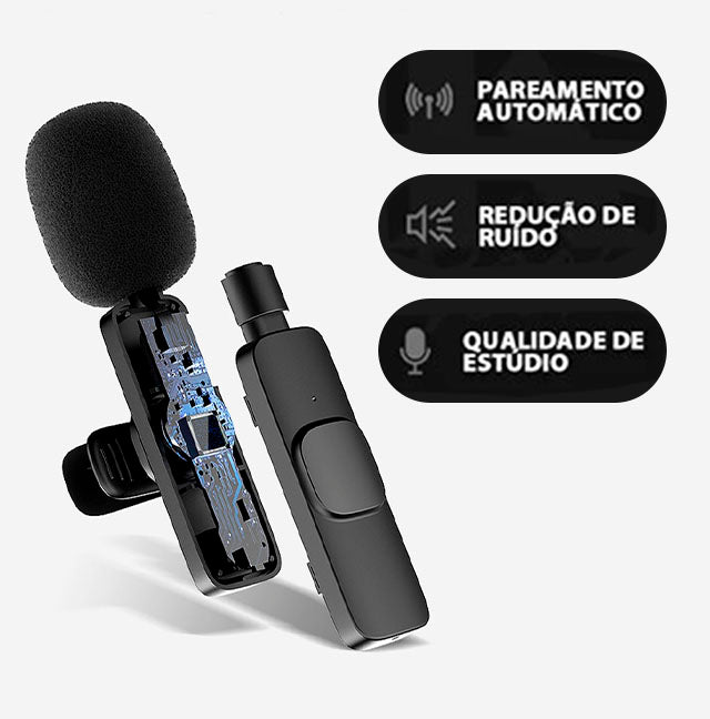 SonusPro - Microfone de lapela sem fio | LEVE 2 PAGUE 1 RN Store