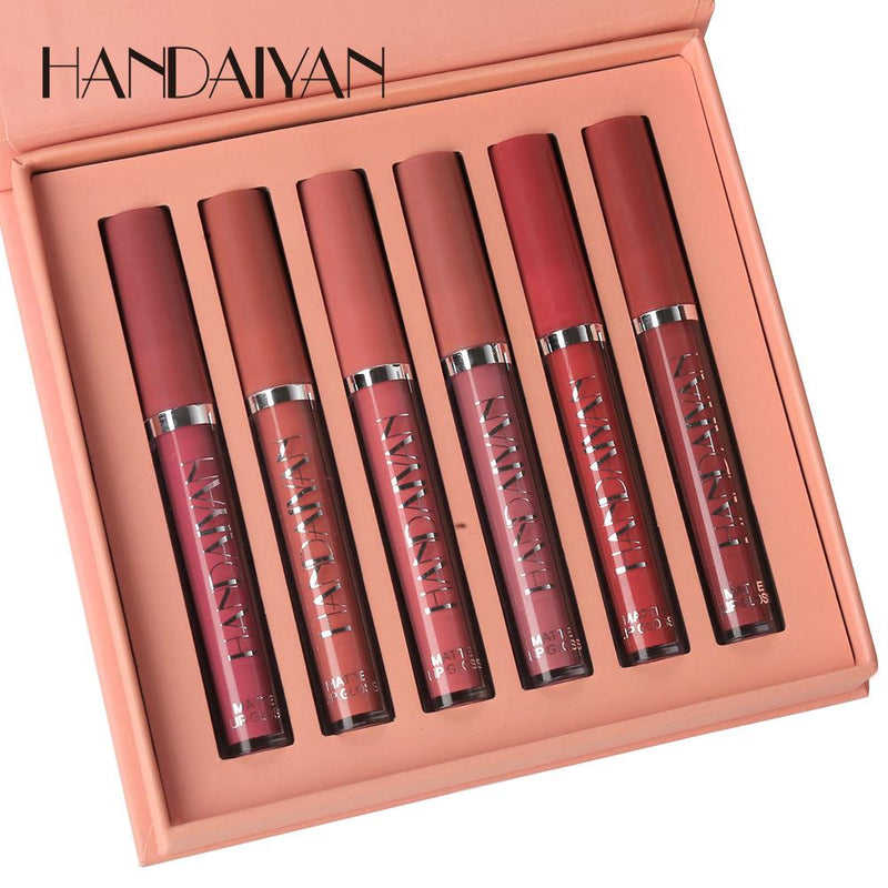 Batom Líquido Matte de longa duração - HANDAIYAN - Kit com 6 unidades Intenso